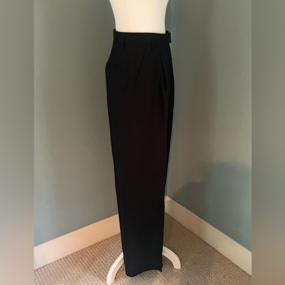 J. Peterman Black High-Waist Linen Pants, Classic Tailored Style
